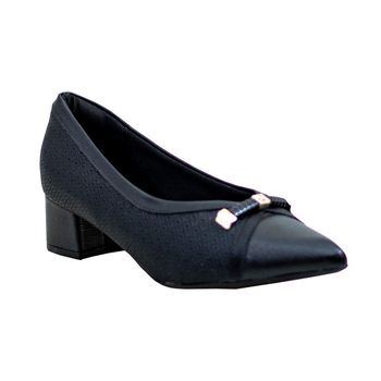 Sapato-Preto-Bico-Fino-Rendado-Salto-Baixo-|-Comfort-Tamanho--40---Cor--PRETO-0